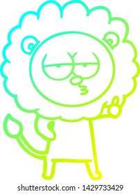 cold gradient line drawing of a cartoon bored lion