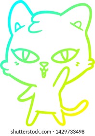 cold gradient line drawing of a cartoon cat
