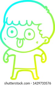 cold gradient line drawing of a cartoon man staring