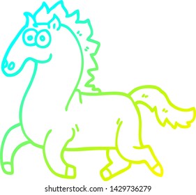 cold gradient line drawing of a cartoon running horse