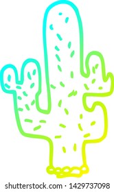 dibujo de línea de gradiente frío de un cactus de dibujos animados