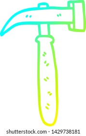 cold gradient line drawing of a cartoon hammer