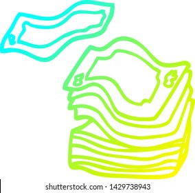 cold gradient line drawing of a cartoon money