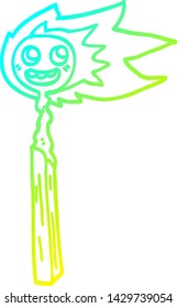 cold gradient line drawing of a cartoon match