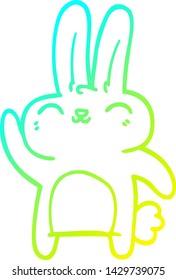 cold gradient line drawing of a cartoon happy rabbit