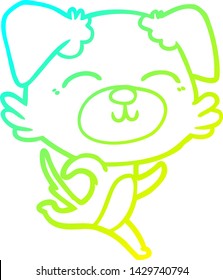 dibujo de línea de degradado frío de un perro de dibujos animados