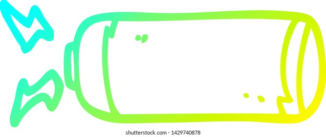 cold gradient line drawing of a cartoon battery