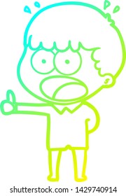 dibujo de una línea de degradado frío de un hombre impactado