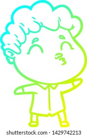 cold gradient line drawing of a cartoon man pouting