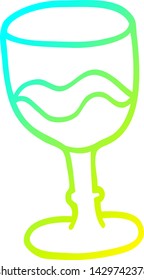 cold gradient line drawing of a cartoon glass of red wine
