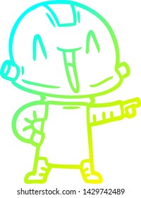 dibujo de línea de degradado frío de un robot de dibujos animados