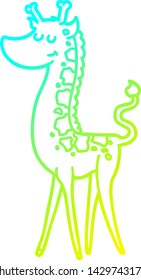 dibujo de línea de gradiente frío de una jirafa de dibujos animados