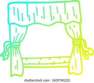cold gradient line drawing of a cartoon stage curtains