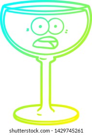 cold gradient line drawing of a cartoon glass of wine