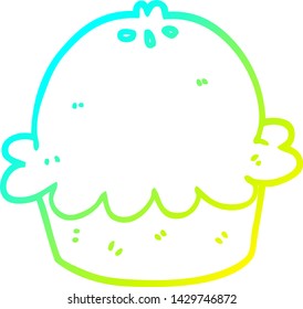 dibujo de línea de degradado frío de una tarta de dibujos animados