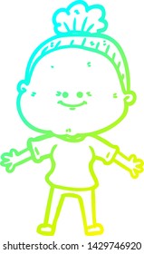 dibujo de una anciana feliz con gradiente frío