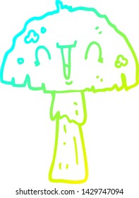 cold gradient line drawing of a cartoon mushroom