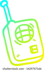 dibujo de línea de degradado frío de un walkie talkie de dibujos animados