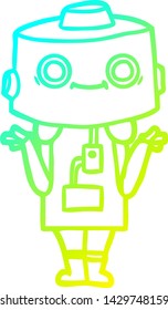 cold gradient line drawing of a cartoon robot