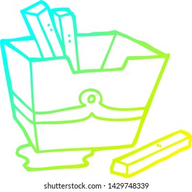 dibujo de línea de degradado frío de una caja de dibujos animados de papas fritas