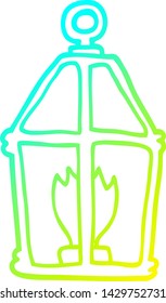 dibujo de línea de gradiente frío de una vieja linterna de dibujos animados