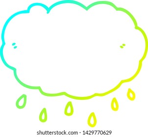 cold gradient line drawing of a cartoon rain cloud