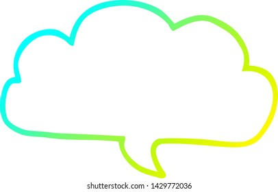 dibujo de línea de degradado frío de una burbuja de habla de nube de dibujos animados