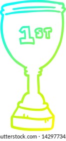 cold gradient line drawing of a cartoon sports trophy