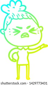 dibujo de una mujer enojada con gradiente frío