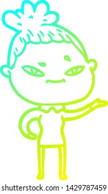 dibujo de línea de gradiente frío de una mujer caricaturista
