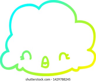 dibujo de línea de degradado frío de una nube de dibujos animados