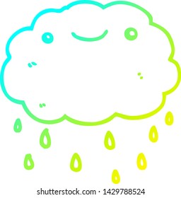 cold gradient line drawing of a cartoon cloud