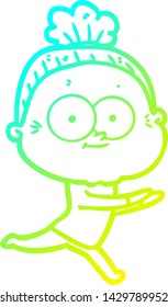 dibujo de una anciana feliz con gradiente frío