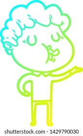 cold gradient line drawing of a cartoon man singing