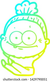 dibujo de una anciana feliz con gradiente frío
