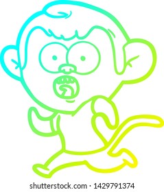 cold gradient line drawing of a cartoon running monkey