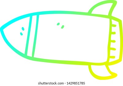 dibujo de línea de gradiente frío de un cohete de dibujos animados