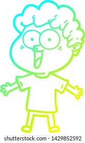 dibujo de una línea de degradado frío de un hombre feliz de caricatura