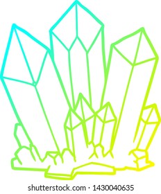 cold gradient line drawing of a cartoon crystals