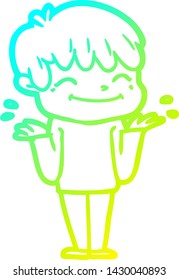 dibujo de línea de gradiente frío de un niño feliz de caricatura