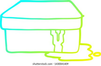 cold gradient line drawing of a cartoon box with slime