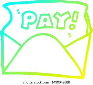 dibujo de línea de degradado frío de un paquete de pago de dibujos animados