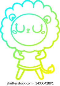 dibujo de línea de gradiente frío de un león de dibujos animados