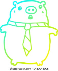 kalte Farbverlauf-Linie für ein Kartoon-Schwein mit BüroKrawatte