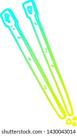 cold gradient line drawing of a cartoon wooden chopsticks