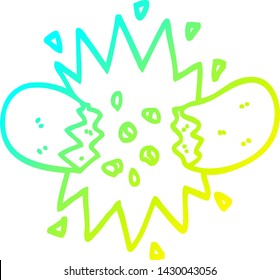 cold gradient line drawing of a cartoon exploding sausage
