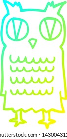 cold gradient line drawing of a cartoon owl