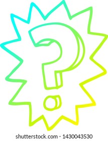 cold gradient line drawing of a cartoon question mark