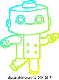 cold gradient line drawing of a cartoon robot