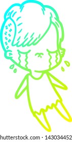 dibujo de una chica llorando con gradiente frío
